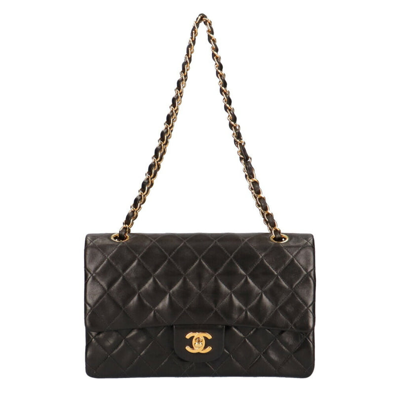 Chanel Timeless Classic lined Flap Bag Navy blue Leather Gold